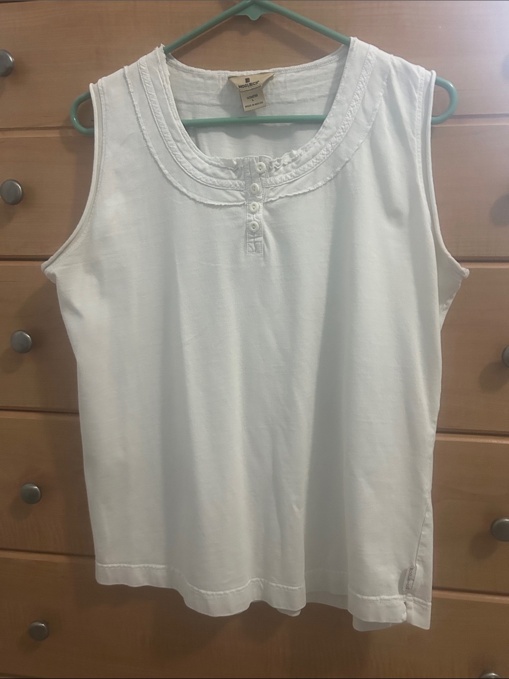 Woolrich White Sleeveless Henley Tank